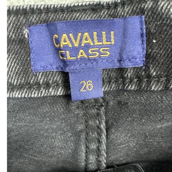 Cavalli Class Women's Black Wash Denim Jeans Straight Leg Size 26 NWT - Picture 6 of 7